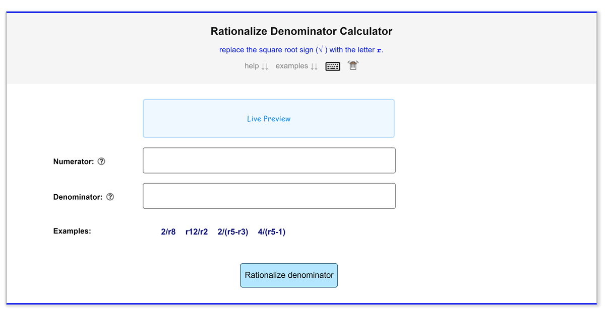 Rationalize Denominator Calculator